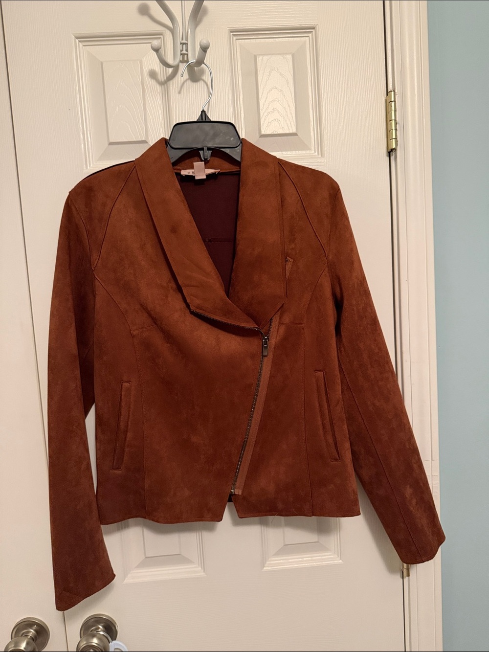 Philosophy Chestnut Brown Suede Asymmetrical Zip Jacket NWOT M